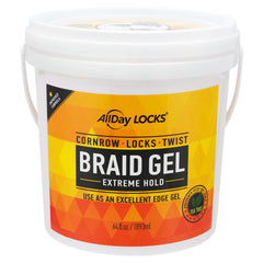 AllDay Locks Braid Gel Extreme Hold front view jar for easy braiding control.