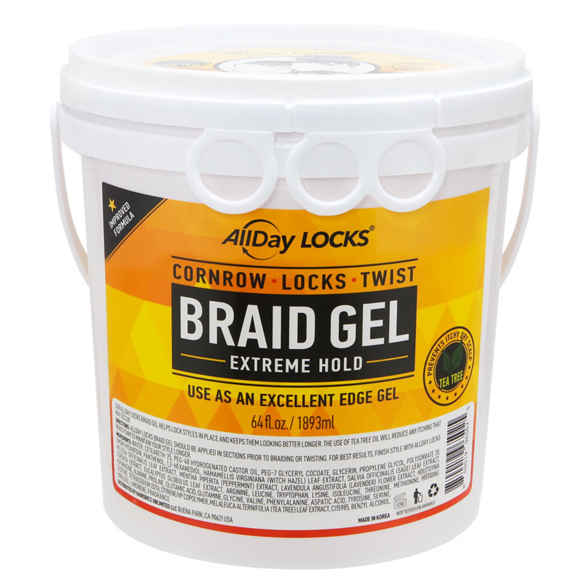AllDay Locks Braid Gel Extreme Hold application on hair demonstrates styling.