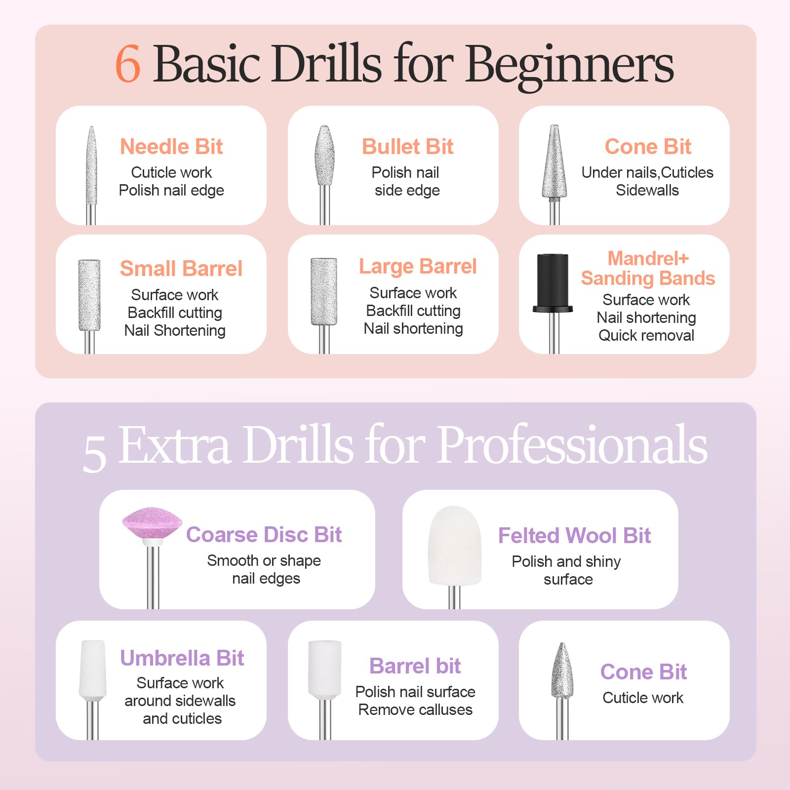 alle's nail drill three speed modes fit soft, normal, strong tasks