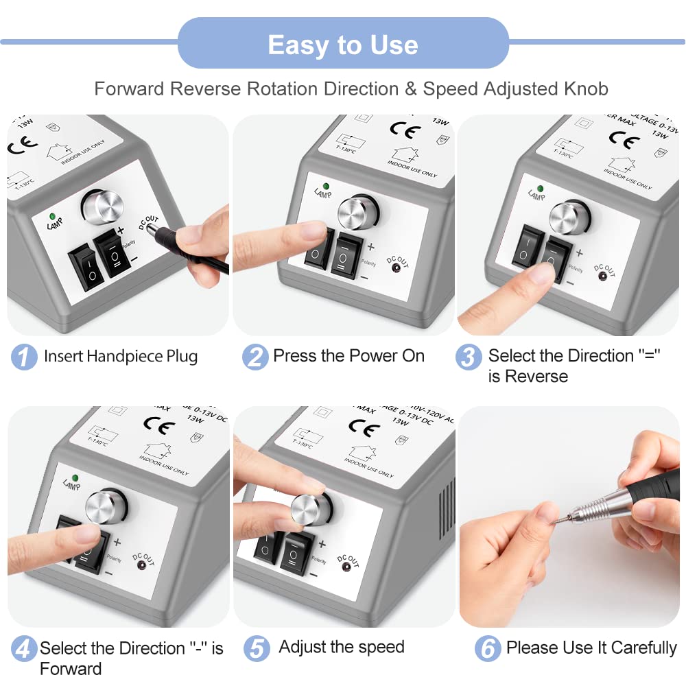alles grey nail drill handpiece with professional finish