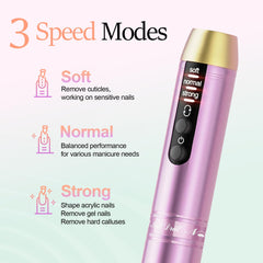 Alle's Nail Drill cordless portability for professional results at home.