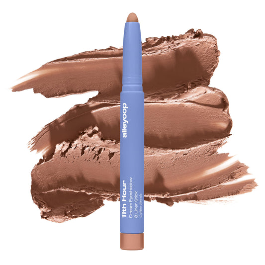 ALLEYOOP 11th Hour eyeshadow stick swatch shows rich pigment and easy blending.