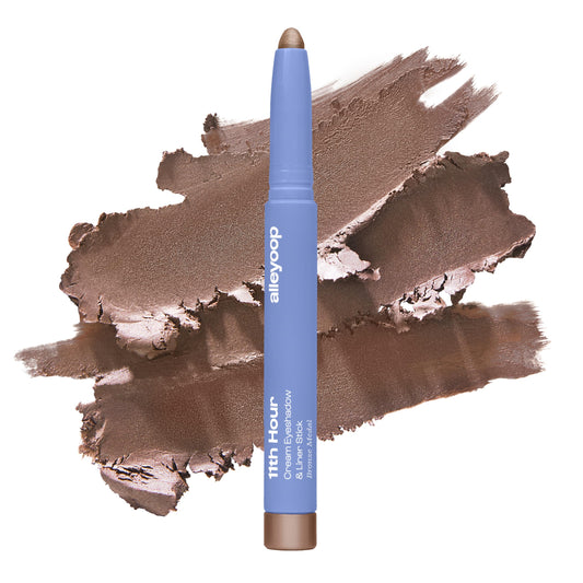 ALLEYOOP 11th Hour brown shimmer swatch on lid for long-wear color