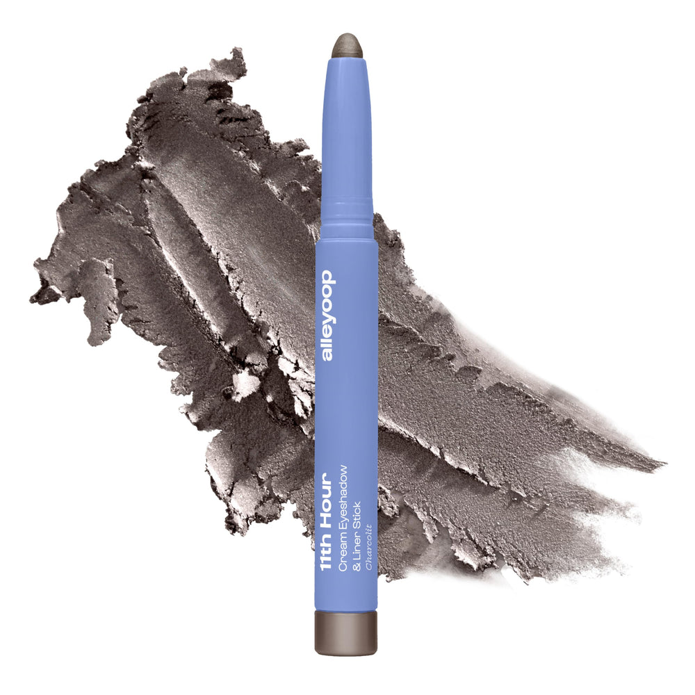 ALLEYOOP 11th Hour waterproof cream eyeshadow stick in gray shimmer for all-day wear.