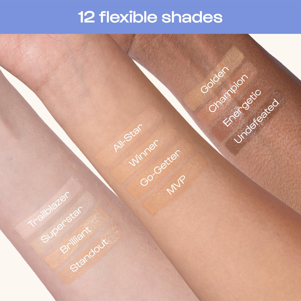 Travel-size ALLEYOOP Game Face Concealer held for on-the-go use.