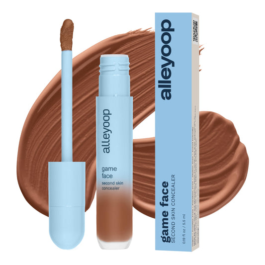 ALLEYOOP Game Face Concealer tube close-up highlighting creamy under-eye brightness