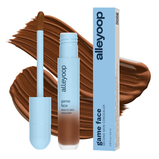 Alleyoop Game Face Concealer under-eye coverage for a bright, natural look.