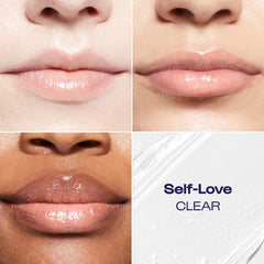 ALLEYOOP Lip Goals glossy finish on lips for a shiny, plump look.