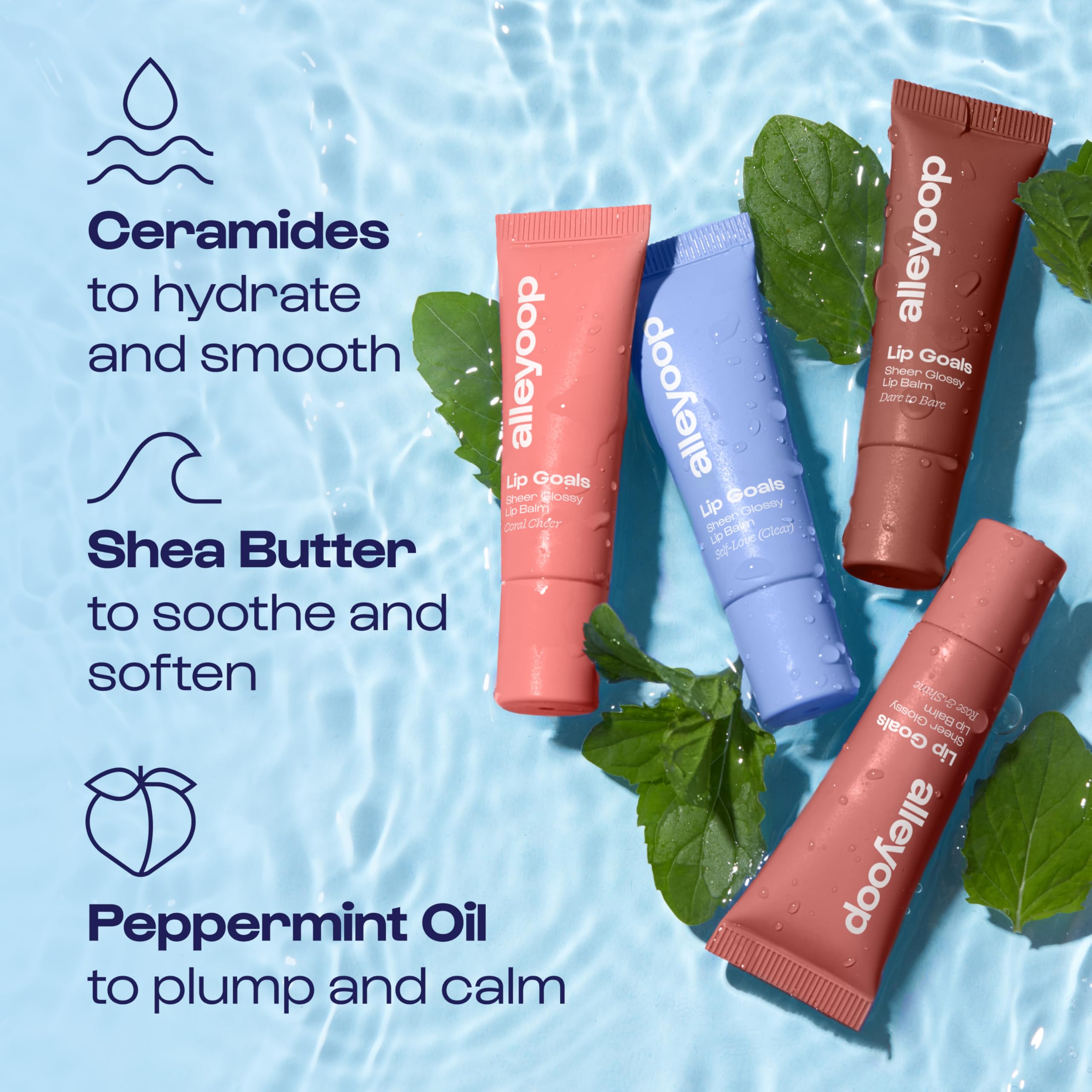 ALLEYOOP Lip Goals peppermint-scent offers refreshing minty sensation.