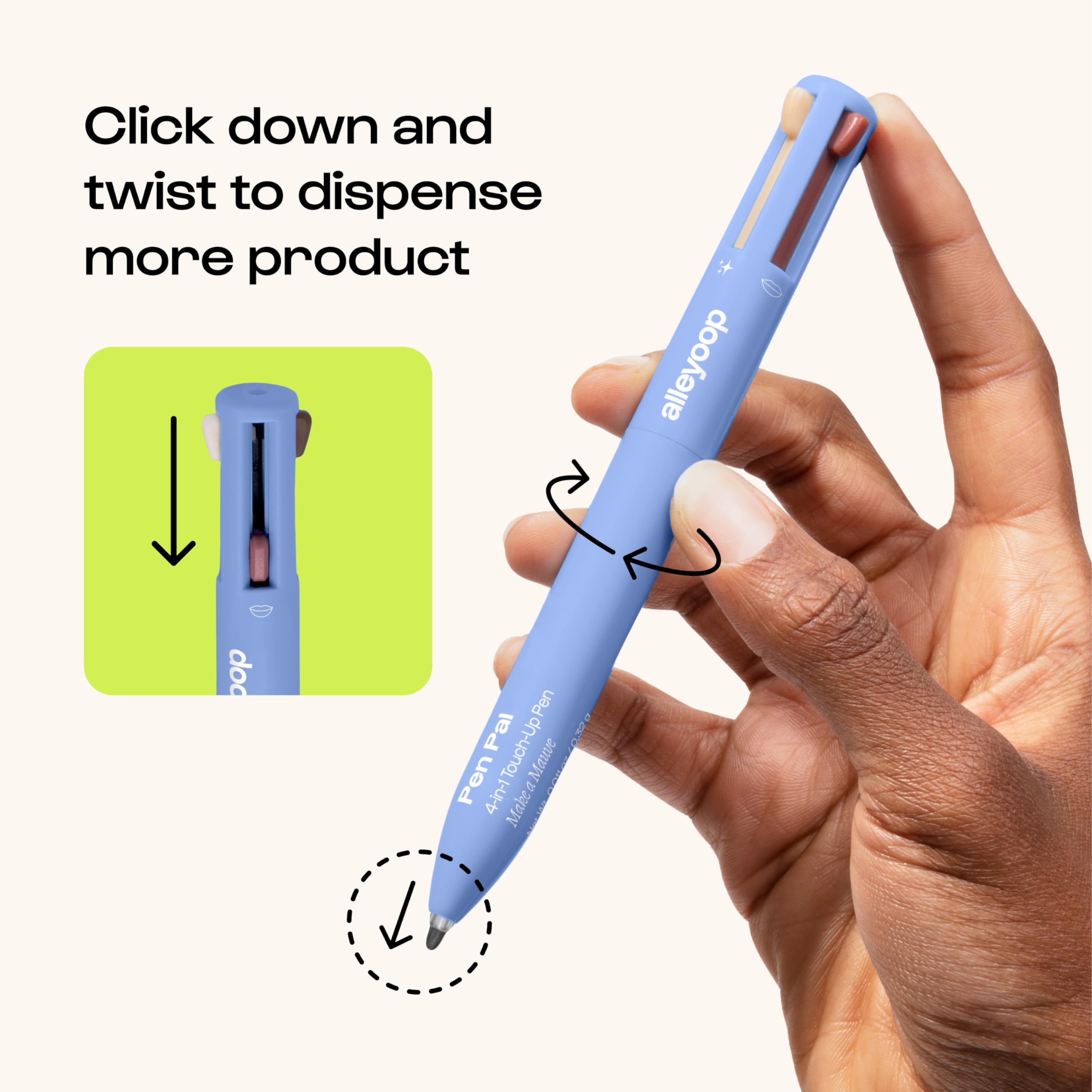 ALLEYOOP Pen Pal brow pencil highlighting quick, natural-looking brow shaping