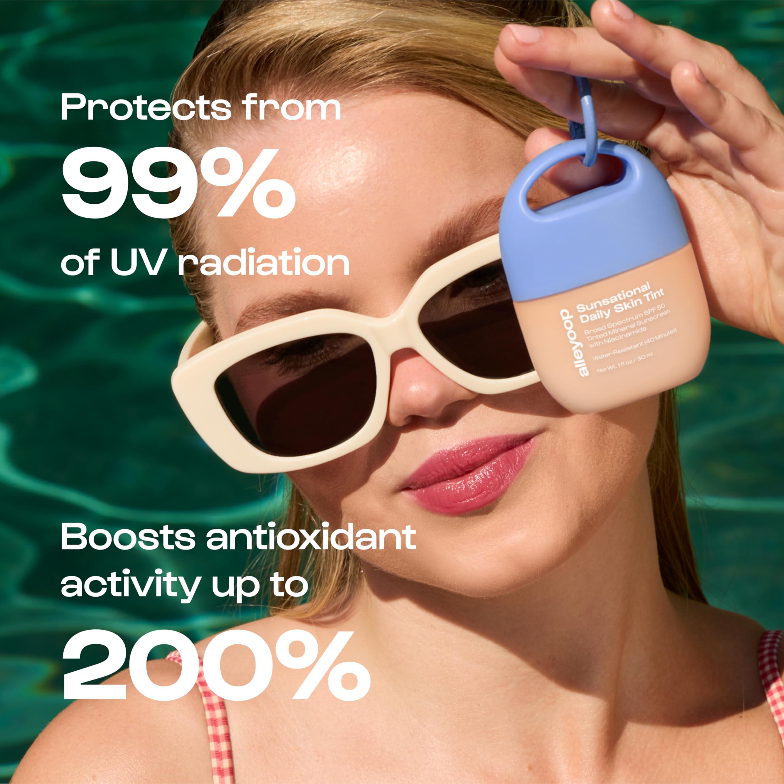 ALLEYOOP Sunsational ingredients Niacinamide and Jojoba hydrate skin.