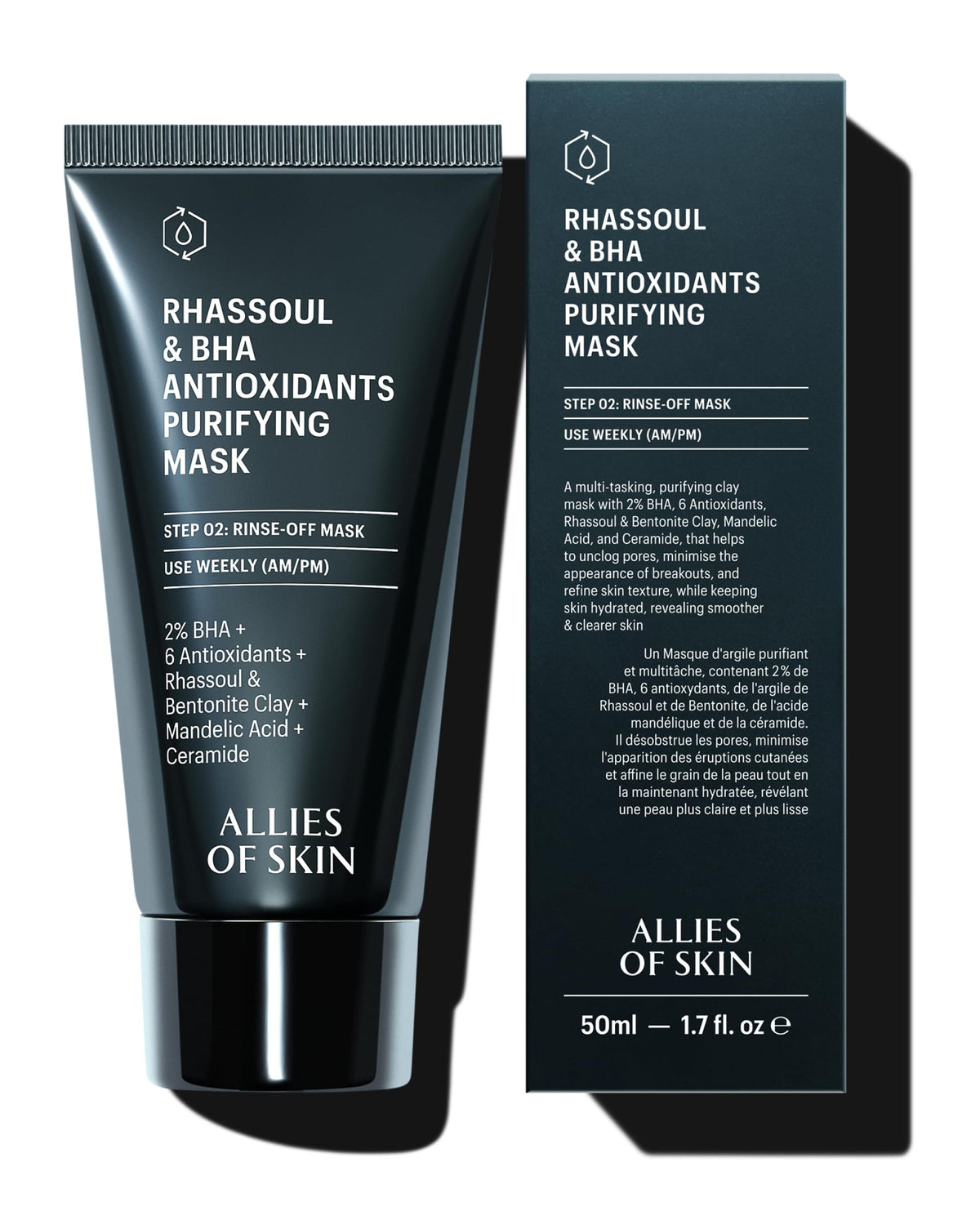 Allies of Skin 2% BHA Rhassoul mask jar ready for purifying treatment