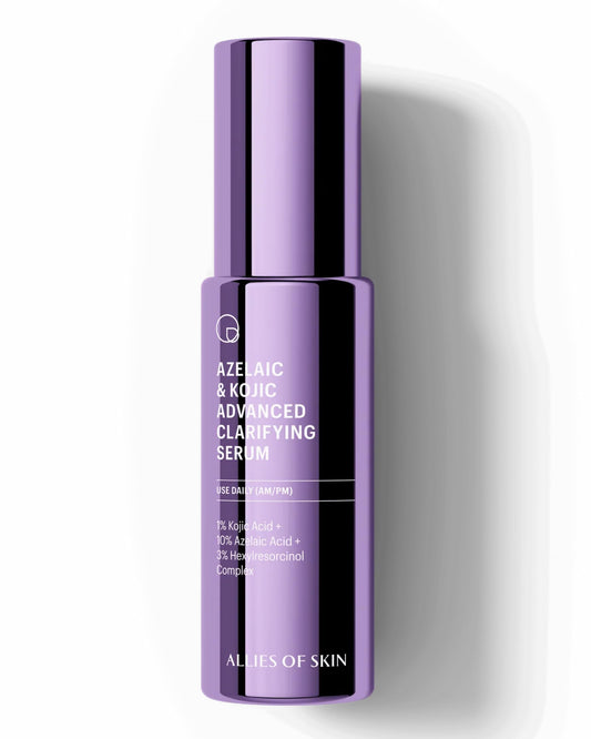 Allies of Skin azelaic kojic serum bottle promoting clear, even skin.