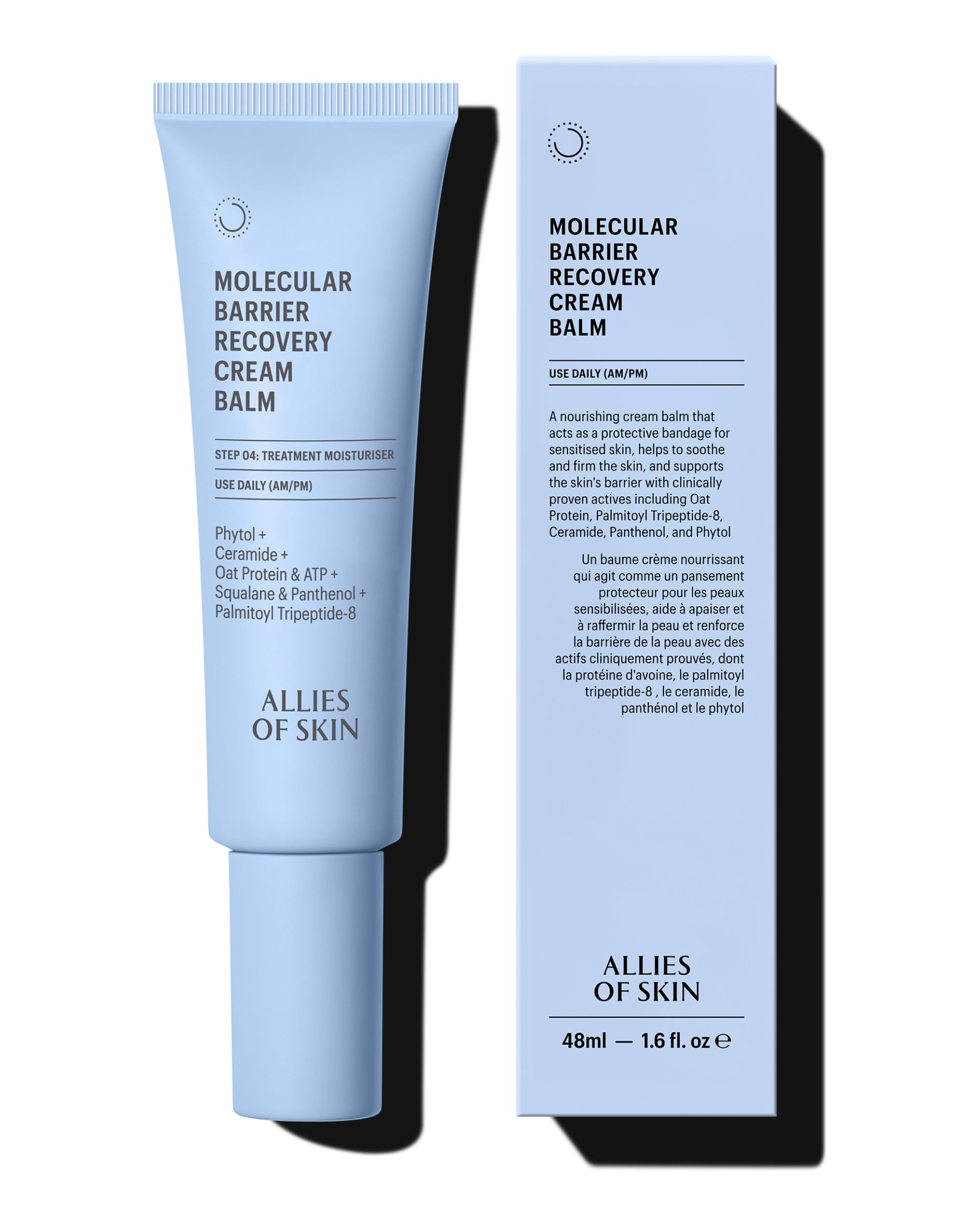 Allies of Skin Molecular Barrier Repair Cream Balm jar close-up shows rich texture for hydration