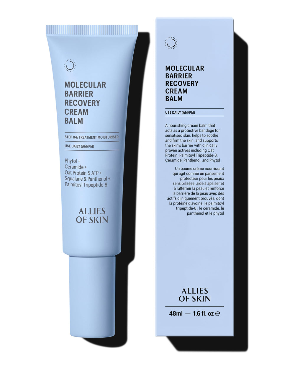 Allies of Skin Molecular Barrier Repair Cream Balm jar close-up shows rich texture for hydration