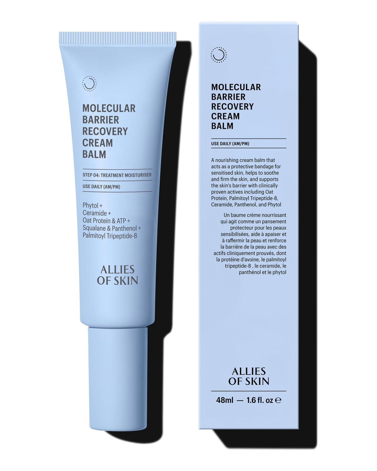 Allies of Skin Molecular Barrier Repair Cream Balm jar close-up shows rich texture for hydration