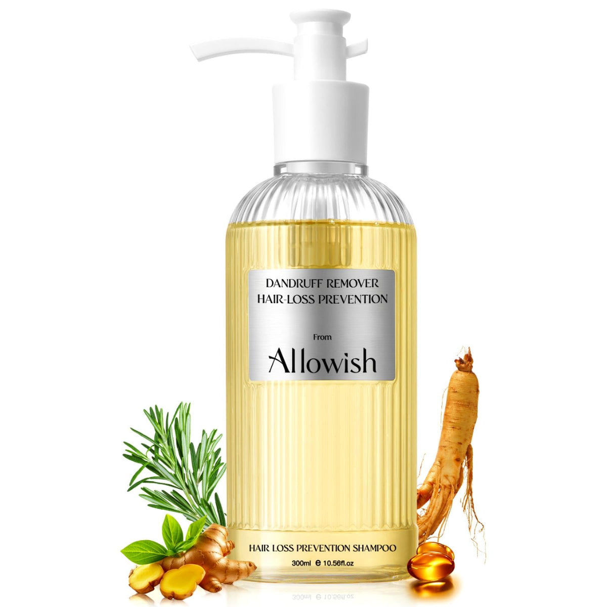 ALLOWISH bottle front view showcases premium care for thinning hair
