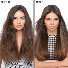 Daily-use routine with serum on damp hair for shine and frizz control