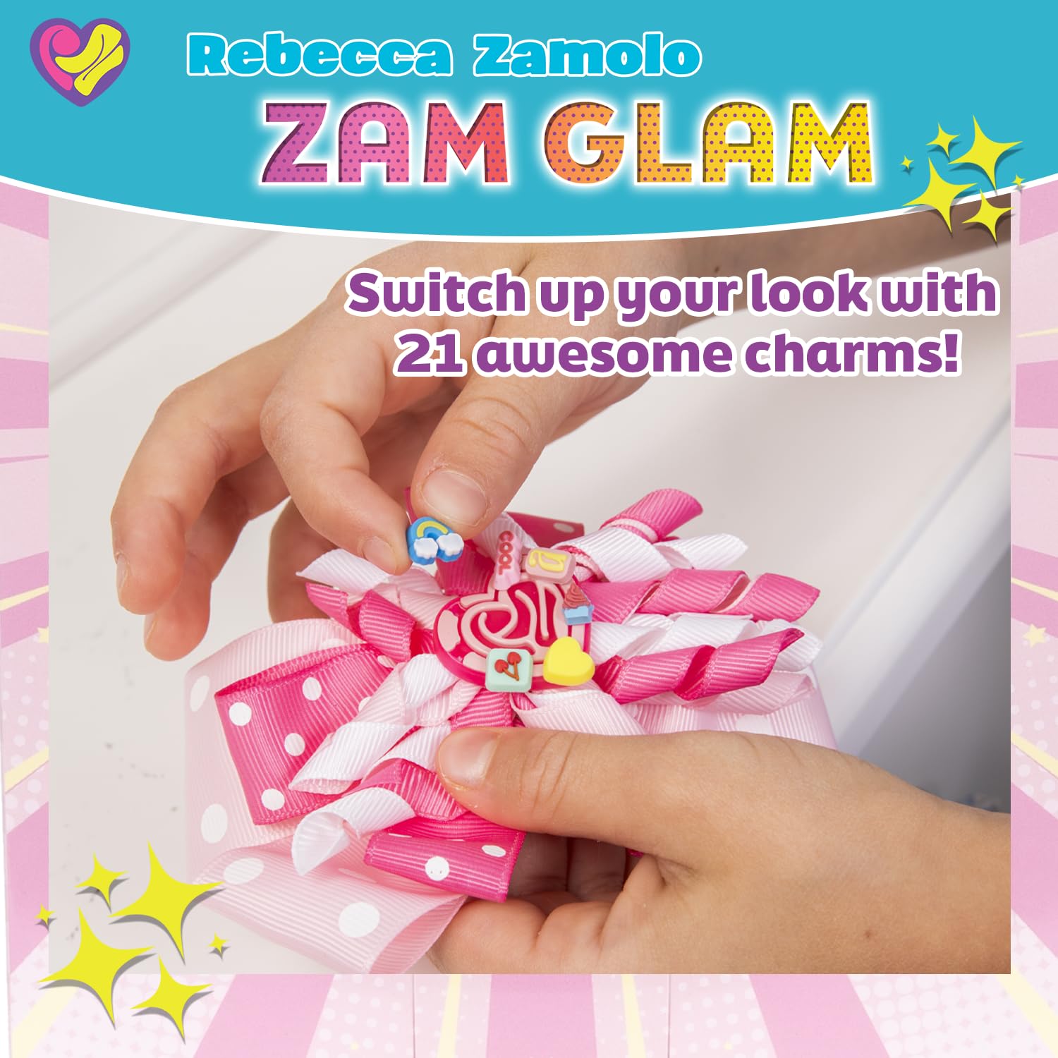 Allstar Innovations Zam Glam blue bow with secure no-slip clip for active wear.