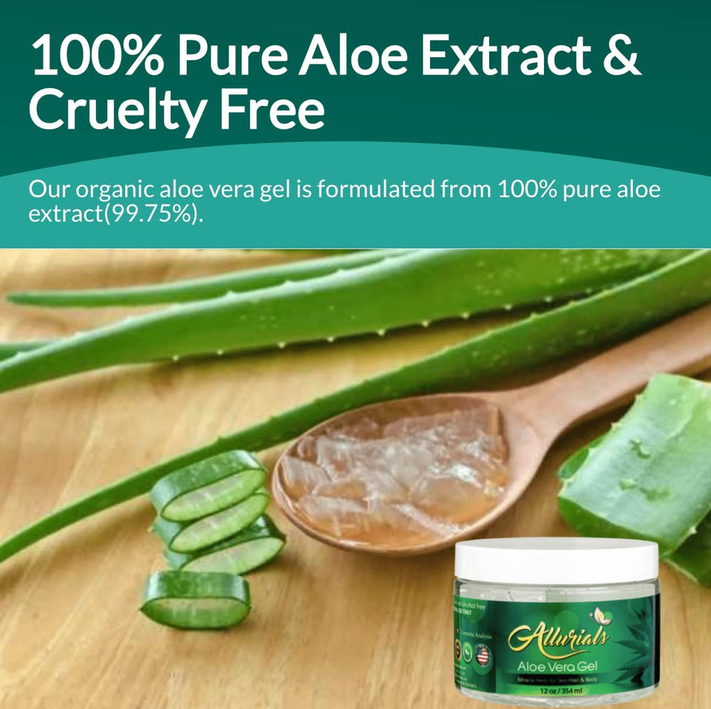 Applying Allurials Aloe Vera Gel to skin for soothing moisture.