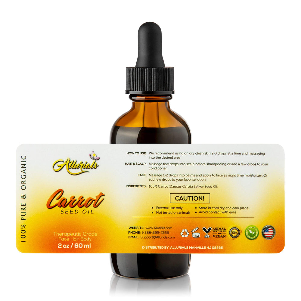 Allurials carrot seed oil pour easy to add to routines.