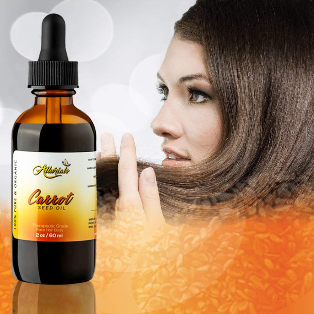 Allurials carrot seed oil with shampoo blend for scalp care.