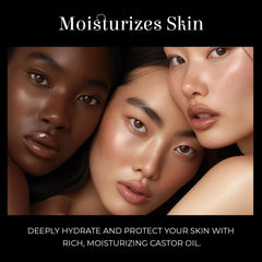 Allurials Castor Oil skin application demonstrating deep moisturization for dry skin.