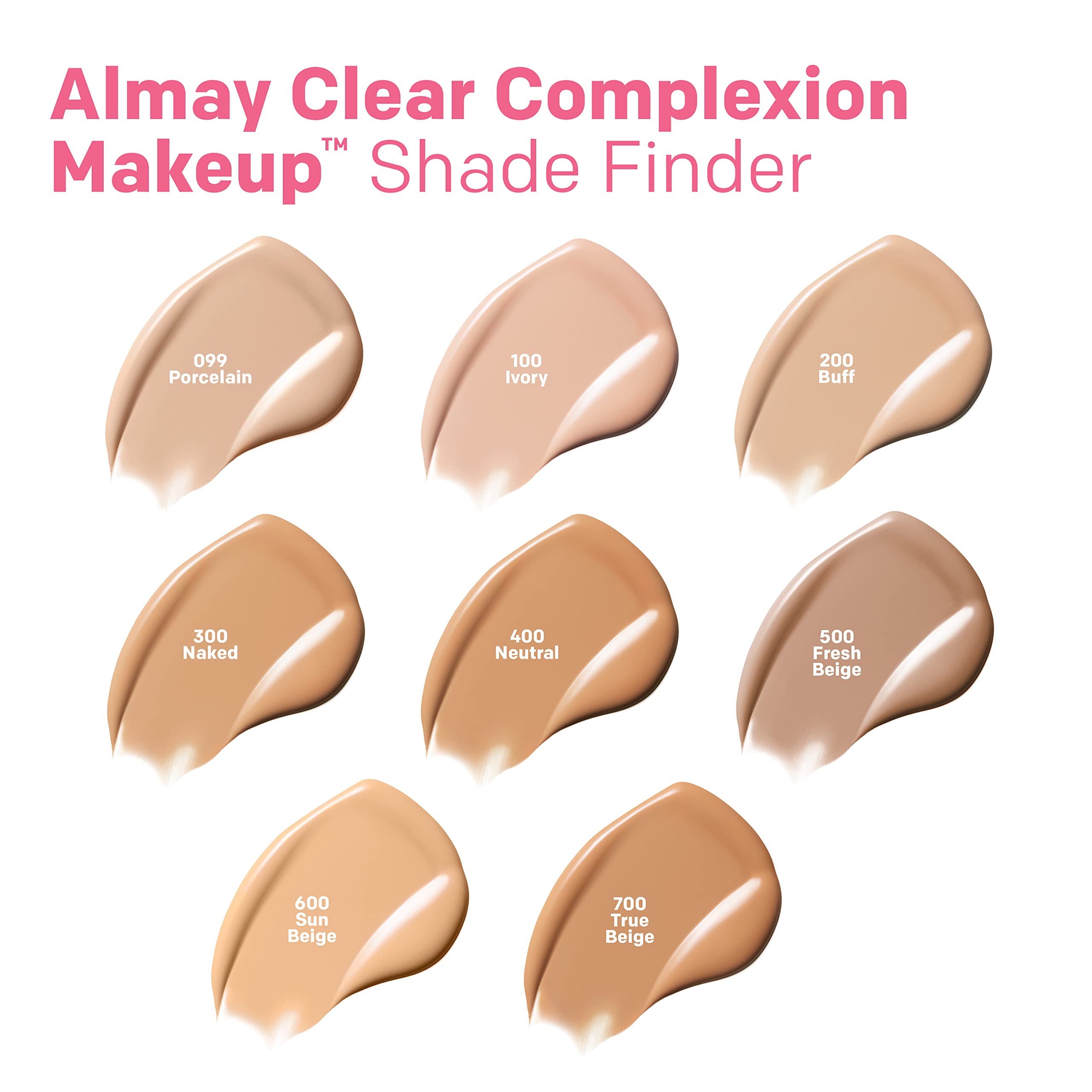 Almay Clear Complexion Foundation soft-matte finish suggests natural, balanced look all day.
