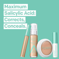 Close-up of blemish concealed by lightweight foundation.