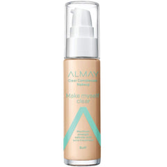 Almay foundation bottle close-up highlighting salicylic acid for blemish-prone skin.