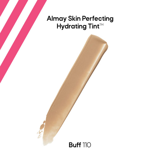 Almay Hydrating Foundation Tint swatches demonstrate light coverage.