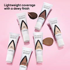 Close-up texture of Almay Hydrating Foundation Tint on skin.