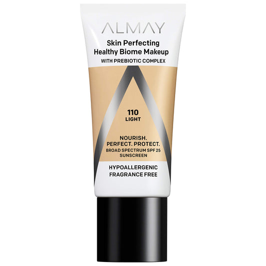 Almay Skin Perfecting Healthy Biome Foundation tube dispense showing easy application and even coverage