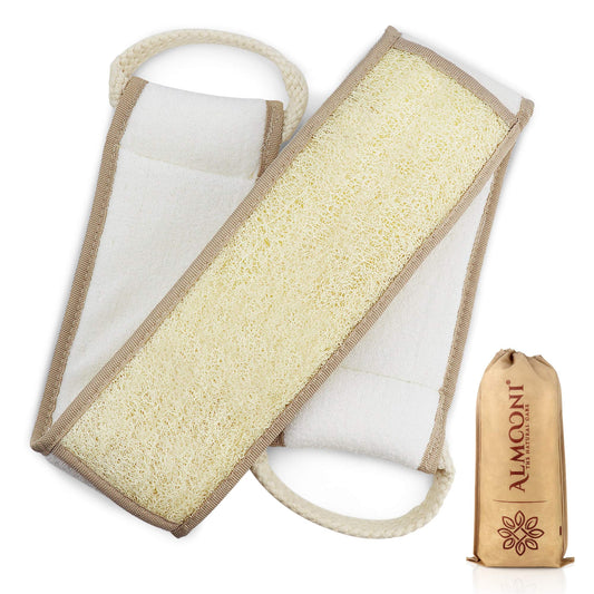 ALMOONI back scrubber 38-inch length for easy reach and thorough back cleansing.