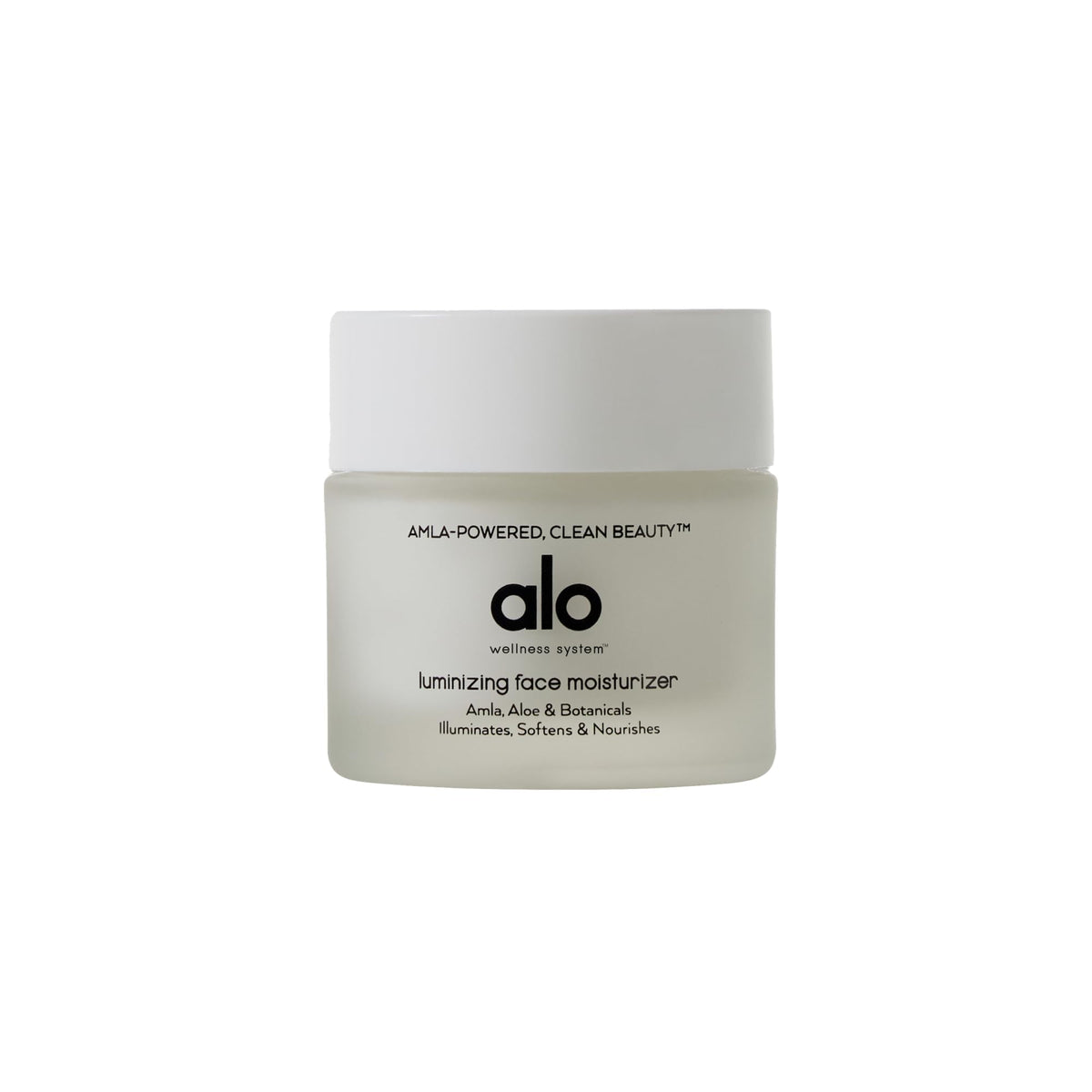Alo Luminizing Face Moisturizer bottle with velvety texture for all-day hydration.