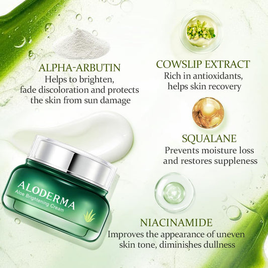 Aloderma cream texture swirl reveals lightweight hydration