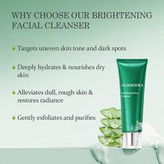 Aloderma Cleanser foamy lather on hand ready for gentle exfoliation.