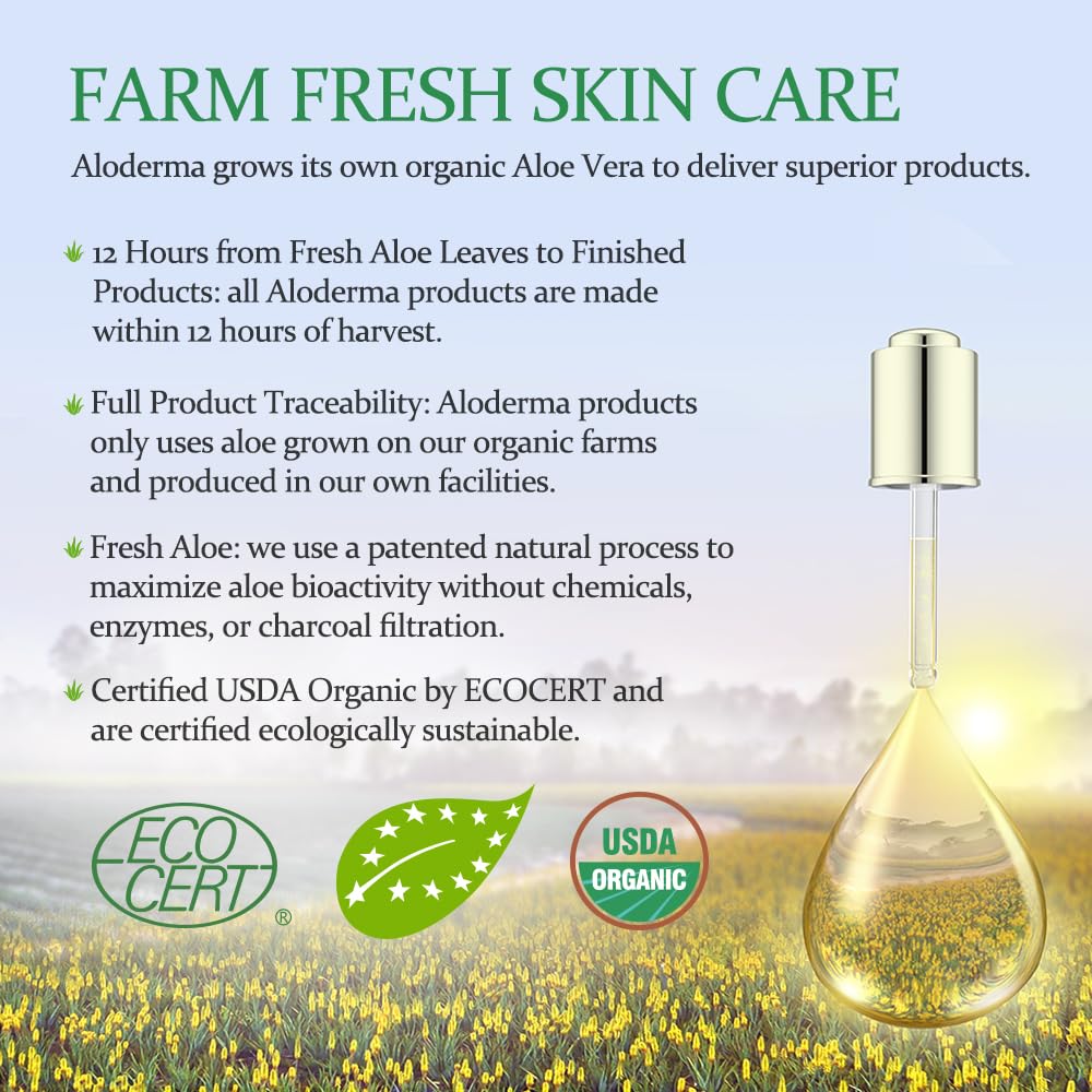 Aloderma farm-to-face production emphasizes fresh aloe processing.