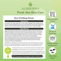 Aloderma ingredients balance with hyaluronic acid and vitamin C for moisture.
