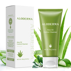 Aloderma oil-controlling cleanser bottle showing the purifying daily ritual benefit