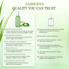 Aloderma organic certifications from USDA and EU indicate trusted standards.