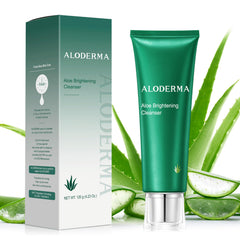 Aloderma Skin Brightening Cleanser bottle for daily radiance and even skin tone.