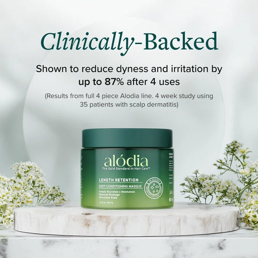ALODIA Deep Conditioning Masque creamy texture on hand ready for application.