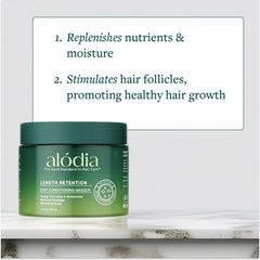 ALODIA Deep Conditioning Masque peppermint oil swirl signals refreshing scalp sensation.