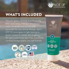 Aloe Up reef-safe sunscreen protects reefs during beach days.