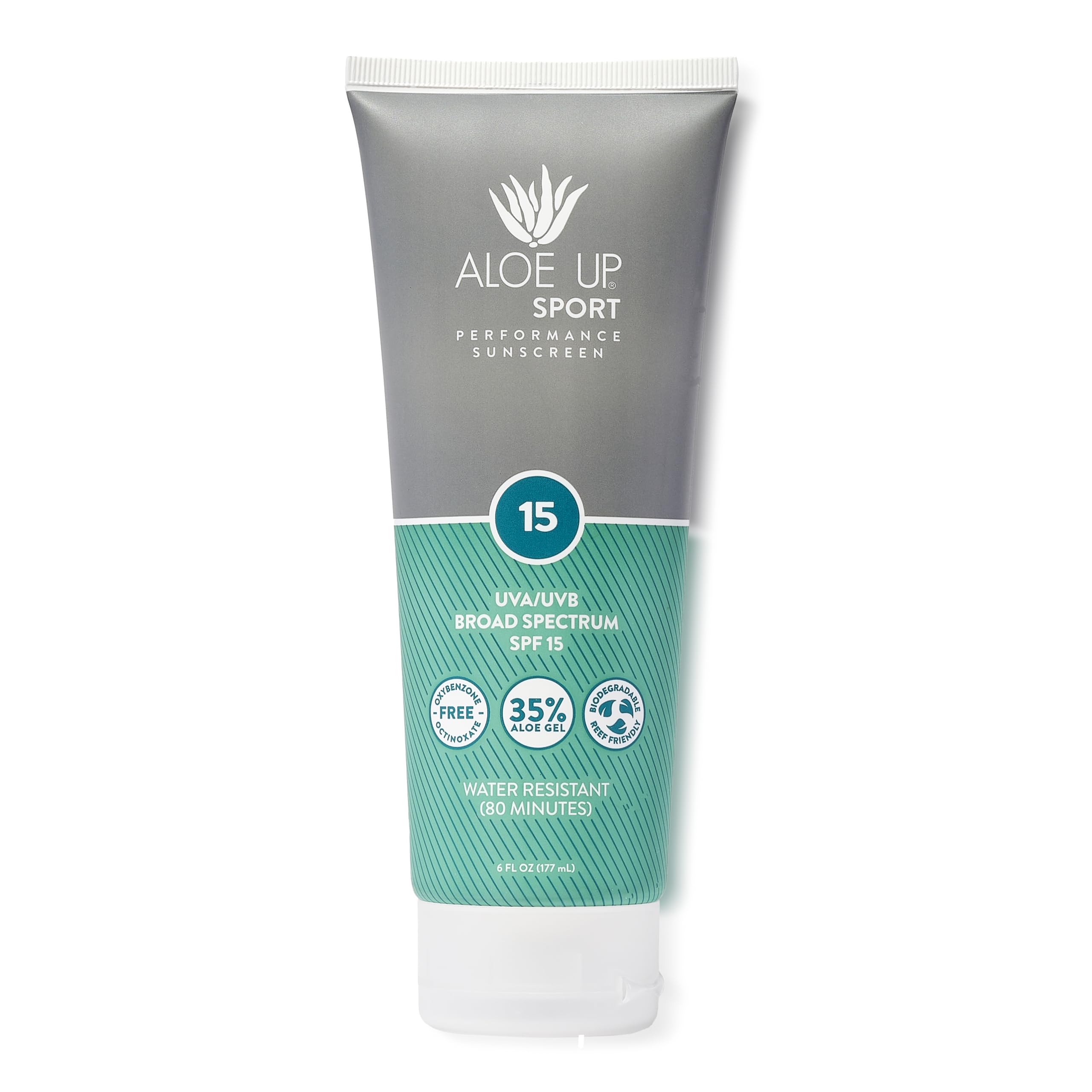 Aloe Up sport sunscreen lotion bottle ready for outdoor activities with broad spectrum protection.