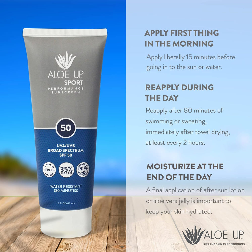 Aloe Up Sport Sunscreen Lotion 2-pack packaging on store shelf.