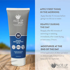 Aloe Up Sport Sunscreen Lotion 2-pack packaging on store shelf.