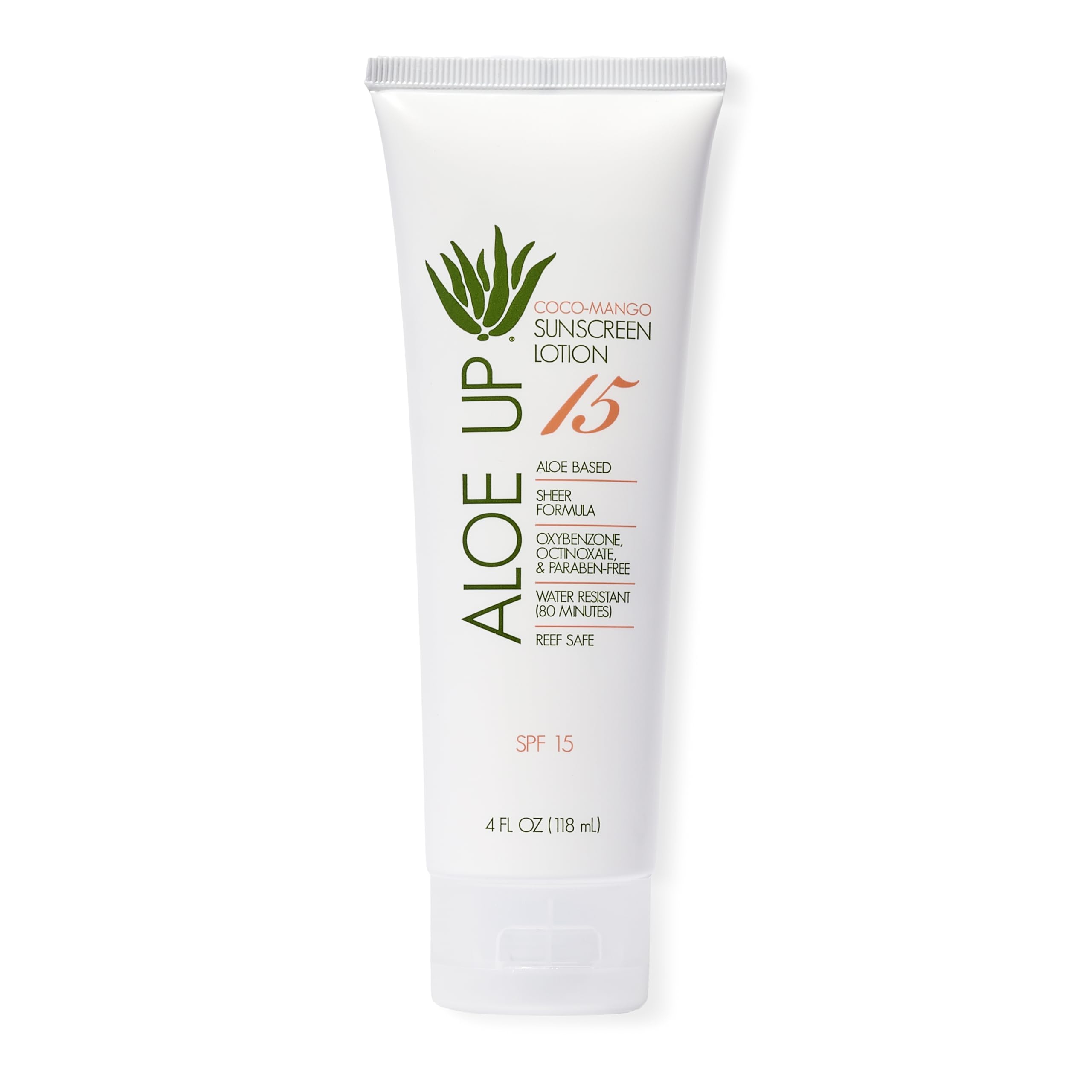 Aloe Up White Collection SPF 15 sunscreen bottle for daily face and body protection.