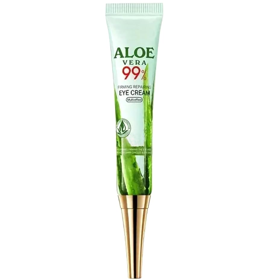 Aloe Vera Eye Cream bottle highlighting firming and hydrating care for under-eye skin.